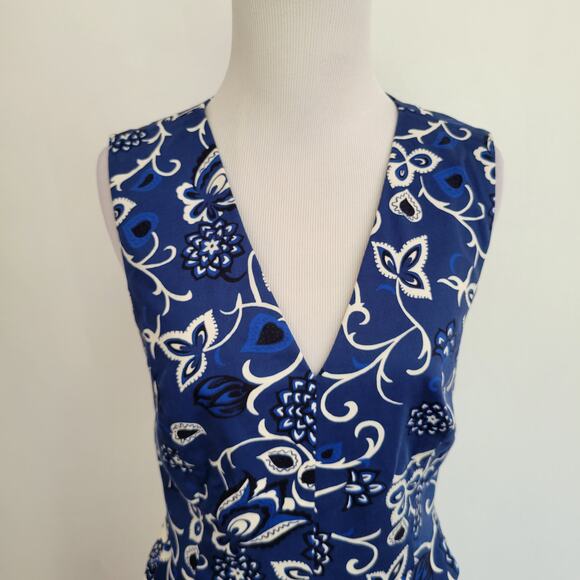 Draper James Oak Hill Vine Dress Cut Out Back Blue Floral Fit Flare Women 6 - Picture 5 of 13